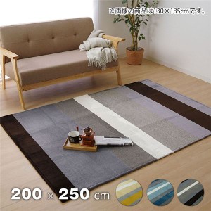 フランネル ラグマット/絨毯 〔3畳 ブラウン 約200×250cm〕 長方形 洗える 防滑加工 ホットカーペット対応 〔リビング〕