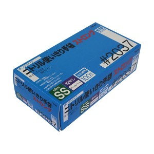 川西工業 ニトリル 使いきり手袋 ストロング 粉なし ブルー SS 2037B-SS 1セット(2000枚：100枚×20箱)