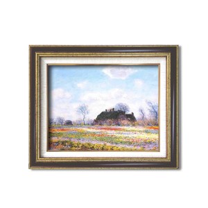 ダークブラウンアンティーク額 〔額装品〕世界の名画9573 F6 モネ「花畑」