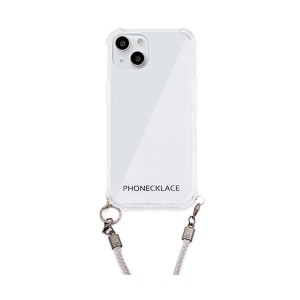 PHONECKLACE ロープショルダーストラップ付きクリアケース for iPhone 13 グレー PN21591i13GR