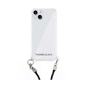 PHONECKLACE ロープショルダーストラップ付きクリアケース for iPhone 13 ネイビー PN21594i13NV