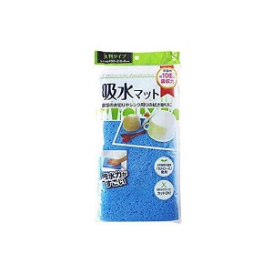 (まとめ) セルロース吸水マット/キッチン用品 〔ブルー〕 大判サイズ カット可 水切り・シンク周りの拭き取り 〔×100個セット〕