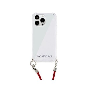 PHONECKLACE ロープショルダーストラップ付きクリアケース for iPhone 13 Pro ダークレッド PN21605i13PRD