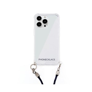 PHONECKLACE ロープショルダーストラップ付きクリアケース for iPhone 13 Pro ネイビー PN21606i13PNV
