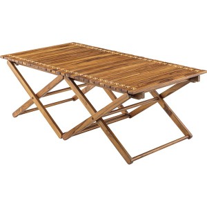 折りたたみテーブル/フォールディングテーブル 〔L〕 幅110×奥行60×高さ40cm 木製 本革 組立式 〔リビング〕
