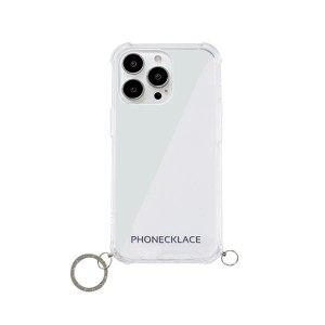 PHONECKLACE ストラップ用リング付きクリアケース for iPhone 13 Pro シルバーチャーム PN21610i13PSV