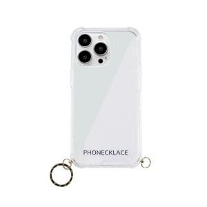 PHONECKLACE ストラップ用リング付きクリアケース for iPhone 13 Pro ゴールドチャーム PN21611i13PGD
