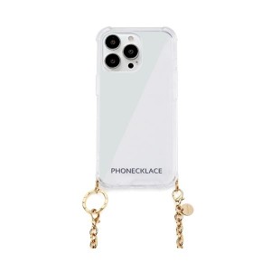 PHONECKLACE チェーンショルダーストラップ付きクリアケース for iPhone 13 Pro Max ゴールド PN21614i13PMGD