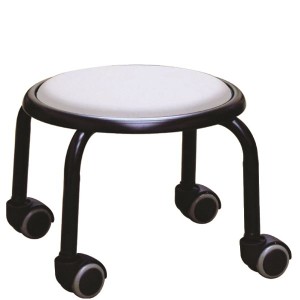 スタッキングチェア/丸椅子 〔同色4脚セット ホワイト×ブラック〕 幅32cm 日本製 スチール 『ローキャスター ボン』