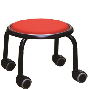 スタッキングチェア/丸椅子 〔同色4脚セット レッド×ブラック〕 幅32cm 日本製 スチール 『ローキャスター ボン』