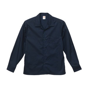 T/C ノンアイロンオープンカラー長袖シャツ ネイビー S