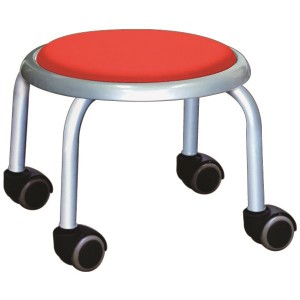 スタッキングチェア/丸椅子 〔同色4脚セット レッド×シルバー〕 幅32cm 日本製 スチール 『ローキャスター ボン』