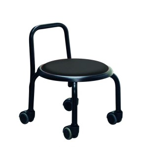 スタッキングチェア/丸椅子 〔同色3脚セット ブラック×ブラック〕 幅32cm スチールパイプ 『背付ローキャスターチェア ボン』