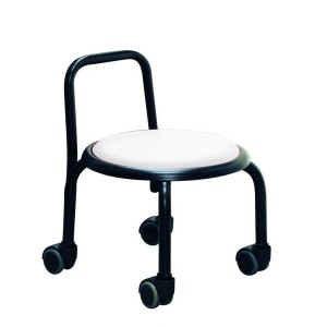 スタッキングチェア/丸椅子 〔同色3脚セット ホワイト×ブラック〕 幅32cm スチールパイプ 『背付ローキャスターチェア ボン』