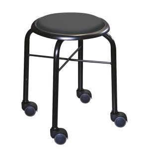 スタッキングチェア/丸椅子 〔同色4脚セット ブラック×ブラック〕 幅32cm 日本製 スチールパイプ 『キャスタースツール ボン』