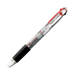 (まとめ) TANOSEE ノック式油性2色ボールペン（なめらかインク） 極細 0.5mm 1セット（10本）  〔×10セット〕