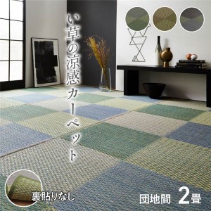 い草 ラグマット/花ござ 〔団地間2畳 約170×170cm〕 格子柄 市松柄 グレー 抗菌 防臭 消臭 吸湿 湿度調整効果 〔リビング〕