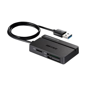 （まとめ）バッファロー USB3.0マルチカードリーダー スタンダード ブラック BSCR100U3BK 1台 〔×3セット〕