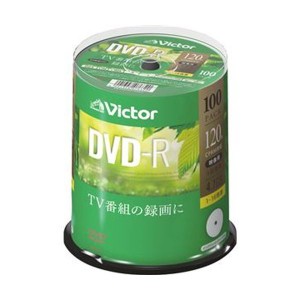 （まとめ）JVC 録画用DVD-R 120分1-16倍速 ホワイトワイドプリンタブル スピンドルケース VHR12JP100SJ1 1パック（100枚）〔×3セット〕
