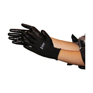 (まとめ) おたふく手袋 ニトリル背抜き手袋 ブラック L A-32-BK-L 1双 〔×10セット〕
