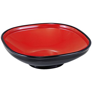 8.5寸 角ふる里鉢/和食器 〔黒内朱 A〕 265mm×265mm×78mm 日本製 食洗機対応 〔和食 レストラン 店舗 お店〕