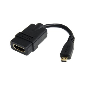 （まとめ）StarTechハイスピードHDMI変換ケーブル 12cm HDMI タイプA(メス)-Micro HDMI タイプD(オス) HDADFM5IN 1本〔×3セット〕
