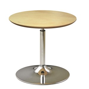 回転 丸テーブル 〔ナチュラル×クロームメッキ〕 幅60cm 日本製 木製 スチールパイプ 耐荷重30kg 『コーンリフトテーブル』
