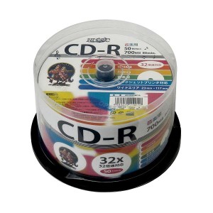 〔6個セット〕 HI DISC CD-R 700MB 50枚スピンドル 音楽用 32倍速対応 白ワイドプリンタブル HDCR80GMP50X6