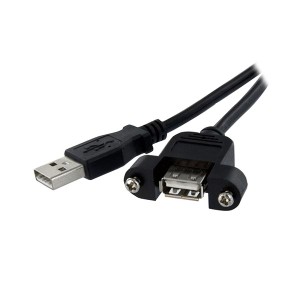 (まとめ)StarTechUSB2.0パネルマウント型ケーブル 30cm USB Aポート(メス)-USB Aポート(オス) 黒USBPNLAFAM1 1本〔×10セット〕