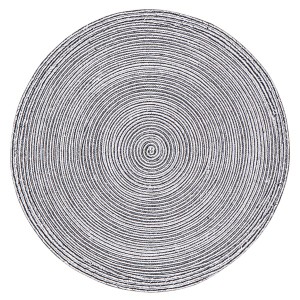 インド綿 ラグマット/絨毯 〔ブラック＆ホワイト 直径約90cm 円形〕 綿100％ ホットカーペット 床暖房可 ブレイド 〔リビング〕