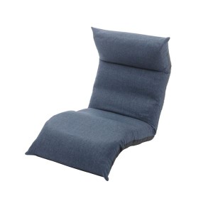 リクライニング フロアチェア/座椅子 〔ブルー〕 幅54cm 日本製 折りたたみ収納可 スチールパイプ ウレタン 〔リビング〕