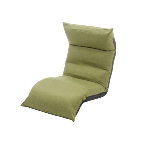 リクライニング フロアチェア/座椅子 〔グリーン〕 幅54cm 日本製 折りたたみ収納可 スチールパイプ ウレタン 〔リビング〕