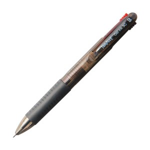 (まとめ) TANOSEEノック式ゲルインク3色ボールペン （軸色 ブラック） 1セット（10本）  〔×10セット〕