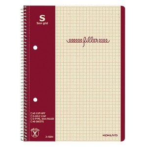 【メール便発送】コクヨ フィラーノート スパイラルとじ A5 2穴 5mm方眼40枚 ス-5SN