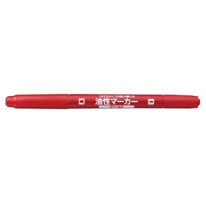 （まとめ買い）コクヨ 油性マーカー(再生樹脂)(細字ツイン) ツイン(極細・細字) インク色:赤 PM-41R 〔10本セット〕