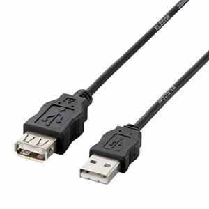 【メール便発送】エレコム USB延長ケーブル RoHS指令準拠 USB A オス-USB A メス 0.5m ブラック USB-ECOEA05