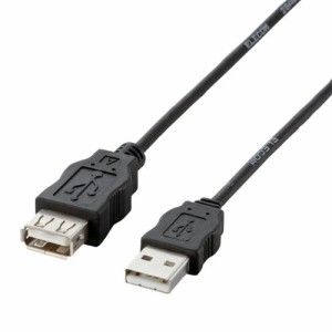 【メール便発送】エレコム USB延長ケーブル RoHS指令準拠 USB A オス-USB A メス 2.0m ブラック USB-ECOEA20