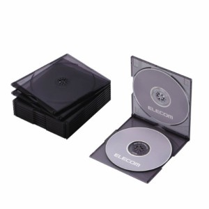 エレコム CD/DVD/Blu-ray ケース スリム 2枚収納 10パック クリアブラック CCD-JSCSW10CBK
