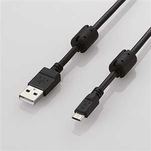 エレコム フェライトコア付USB2.0ケーブル/A-microB/0.8m/ブラック U2C-AMBF2U08BK