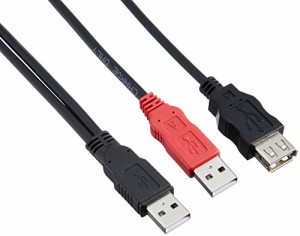 【メール便発送】エレコム Y字Wパワーケーブル USB2.0 Aメス 簡易パッケージ USB-AAE5DPBK