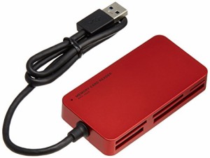 【メール便発送】エレコム カードリーダライタ USB3.0対応 SD、microSD、MS、XD、CF対応 スリムコネクタ レッド MR3-A006RD