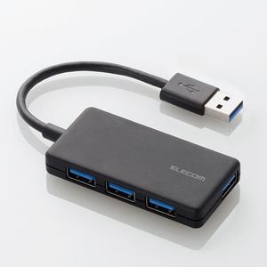 【メール便発送】エレコム USBHUB3.0 コンパクト バスパワー 4ポート ブラック U3H-A416BBK