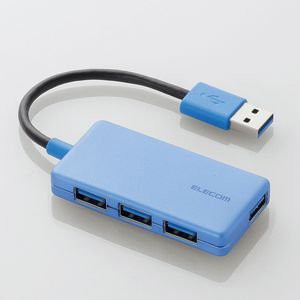 【メール便発送】エレコム USBHUB3.0 コンパクト バスパワー 4ポート ブルー U3H-A416BBU