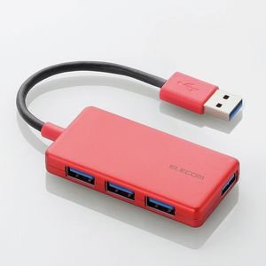 【メール便発送】エレコム USBHUB3.0 コンパクト バスパワー 4ポート レッド U3H-A416BRD