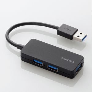 【メール便発送】エレコム USBHUB3.0 ケーブル固定 バスパワー 3ポート ブラック U3H-K315BBK