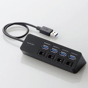 エレコム USBHUB3.0 個別スイッチ付き マグネット付き バスパワー 4ポート ブラック U3H-S418BBK