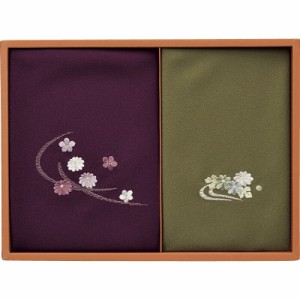 【ギフト】洛北 刺繍入り二巾風呂敷&金封包み 紫/利久