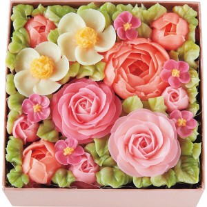 【ギフト】食べられるお花のボックスフラワーケーキ(ピンク) ピンク