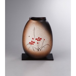 【ギフト】信楽焼 手描き華絵 花瓶