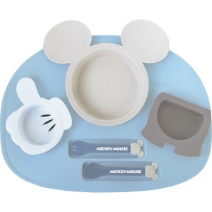 【ギフト】アイコンランチプレート ミッキーマウス×ブルーベージュ 食器セット
